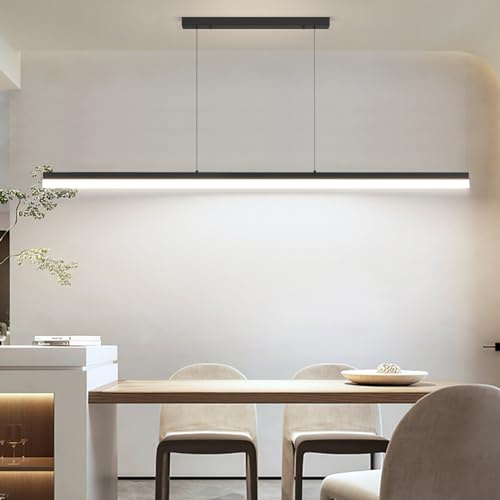 Mikeru 150cm Billardtischleuchten, LED Lineare Pendelleuchte 10%-100% Dimmbar Höhenverstellbare Pendelleuchten Mit Memory Funktion 3000k/4500k/6500k Minimalistische Hängelampe Esstisch für Büro