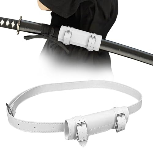 HOMURY Katana - Porta spada con cintura, 110 cm, in pelle PU, regolabile, per rievocazioni, appassionati di cosplay e samurai, colore: bianco