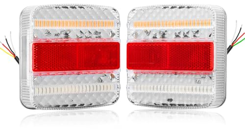 SPARKMOTO 2 x Feux arrière LED remorque 12V 24V étanche avec Homologation ECE EMC, Les Fonctions incluent Les feu Stop, Clignotant, feu Position, éclairage de la Plaque d'immatriculation,Catadioptre