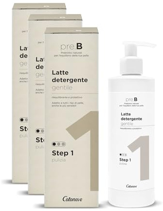 Cotoneve Mild rengöringsmjölk (280 ml) – pre-B-linje 99,9% ingredienser av naturligt ursprung – balanserande verkan, antioxidation, hudvård för känslig hud (3-pack flaskor)