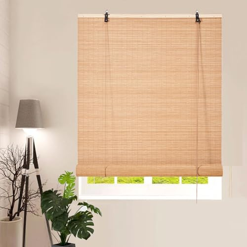Sh000ad Retro Bambus Rollo Bohren,Raffrollos Bambus Vorhang,Naturholz Jalousie,Verdunkelungsrollos Für Türen & Fenster,Sonnenschutz Sichtschutz,Anpassbar,Breite x Höhe (70cm x 190cm)