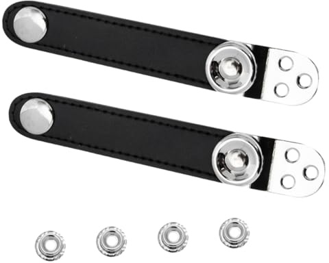 ifundom Akkordeon Balgriemen 8,2cm Mittenabstand 2 Stück aus Rindsleder und Stahl Schwarz mit Schnalle für Konzert und Übung