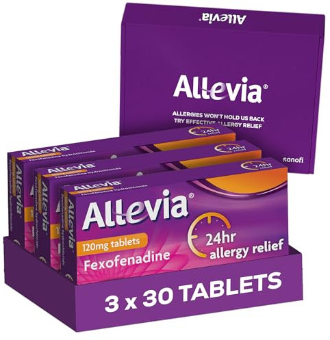 Allevia Allergy Tablets | Multipack 90 Tablets | 120mg Fexofenadine | 24hr Relief Acts Within 1 Hour | Non-drowsy in Most People | Relieves Hayfever, Pet, Dust and Mould Allergies