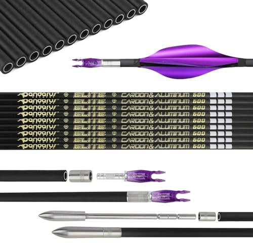 surwolf Bogenschießen Wettkampf Zielpfeil,32 Zoll,gerader Aluminiumkern Carbon Pfeilschaft,ID3,2 mm,Spine 350~1000 mit Carbon umwickelte Aluminiumpfeile Für den Schießwettbewerb (Lila, Spine 550)