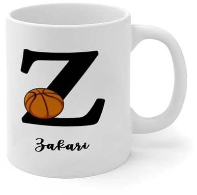 Funny Mug Football Basketball Tennis Initial Z Coffee Tea Cups Soccer Balls Gym Sarcastic Ceramic Mugs Mock Up Gifts for Women Him Kids Married Couples 11oz White
