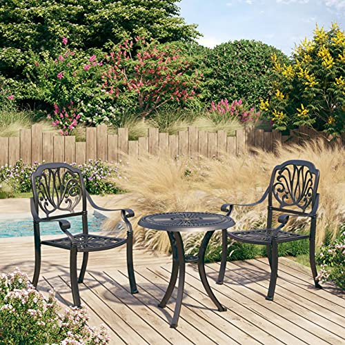 Sufrk 3-TLG. Bistro-Set Balkonset Bistrotisch Outdoor BalkonmöBel Bistro Set Outdoor Aluminiumguss Schwarz - 3070566