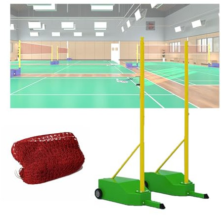 LVLDAWA Badmintonnetz-Paket, Freistehender Volleyballnetzständer Mit Ersatznetz Outdoor-Sportnetz-Set Mit Rädern Für Platz, Strand(Grün)