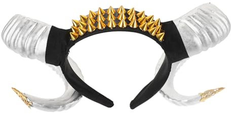 ROMISBABA Punk Style Horn Hairband Halloween Cosplay Accessory Headband for Themed Parties and Family Gatherings for Costume Decorations Silver Horn