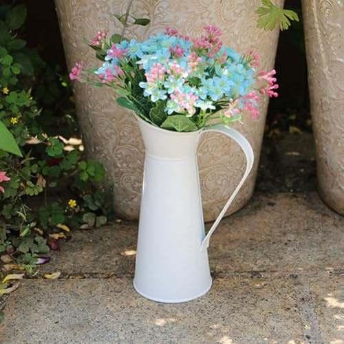 Pot de fleurs en forme de pot à lait, décorations florales, décoration colorée, mini pot de fleurs coloré de style pastoral, pot de fleurs vintage France fer à l'ancienne (blanc)