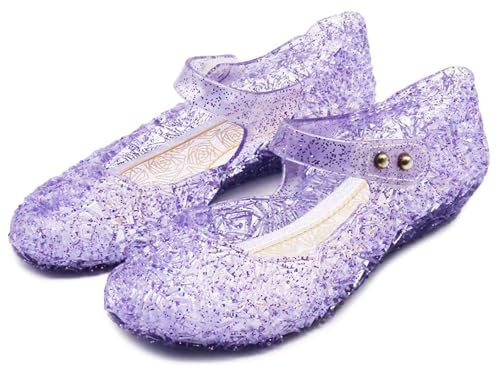 Zapatos de princesa para niñas, zapatos de Cenicienta y reina de las nieves, para disfrazarse en Halloween, cosplay, disfraz elegante para niñas, Purple, 24 EU
