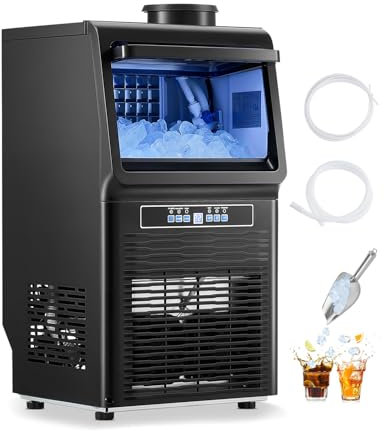 VEVOR Máquina para Fabricar Hielo 40,82 kg/24 h con Capacidad de Almacenamiento de 5,44 kg 36 Cubitos de Hielo en 15 Minutos Pantalla Digital LED Autolimpiante Independiente para Bar, Restaurante