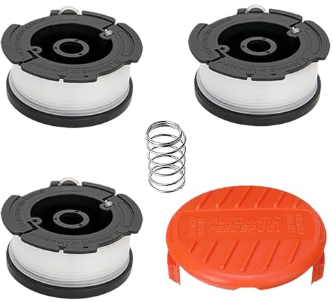 Strimmer Spool,Replacement Strimmer Line,Replacement Spool Caps,ompatible with Black Decker Replace AF-100 ST5530-GB GLC3630L20-GB STC1820PC-GB BESTA530-GB BESTA525-GB(3 Spool + 1 Cap+1 Spring)
