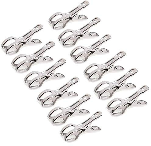 Stabili mollette in metallo, 12 pezzi, argento, acciaio inossidabile