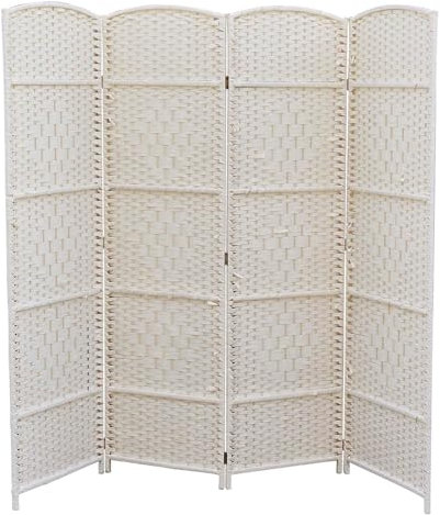 Divisorio portatile in bambù a 4 pannelli, pieghevole, per interni, separazione in legno, beige, 2,1 x 2,1 m, ideale per la decorazione della casa e la gestione dello spazio