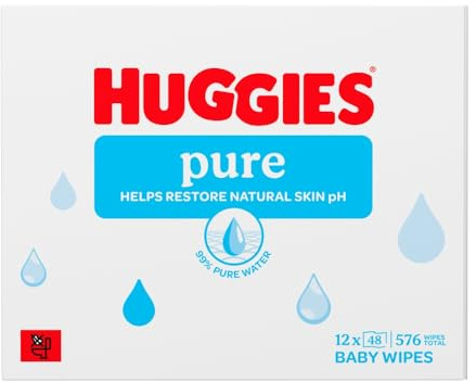 Huggies Pure Plastic Free Baby Wipes, Pack of 12