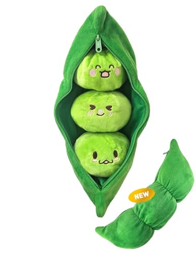 Peas in a Pod Plush Microwavable Heat Pad - 3 Detachable Peas, Wheat Bag & Weighted Stuffed Animal, Cute Portable Heating Pad for Period Cramps/Cold Hands