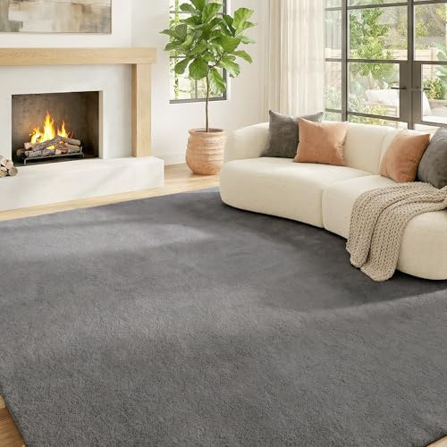 HOMCOM Alfombra Salón Pelo Largo Lavable 120x160 cm Gris Claro