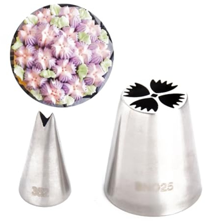 Set di 2 utensili da forno in acciaio inossidabile, beccucci for decorare fiori, grandi bocchette for bouquet, for tulipani e fiori di crema al burro
