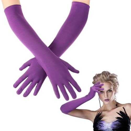 Boyiee 16 Zoll Damen Lange Handschuhe in Ellenbogenlänge Party Hochzeit Handschuhe Opernhandschuhe Elastische Kostümhandschuhe Abendhandschuhe für Bankett Karneval Frauen