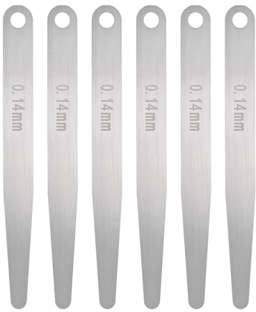 sourcing map 6 spessimetri di spessore metrico 0,14 mm a lama singola ovale spessimetro in acciaio inossidabile 304 strumento di misurazione per riparazione valvola chitarra candela