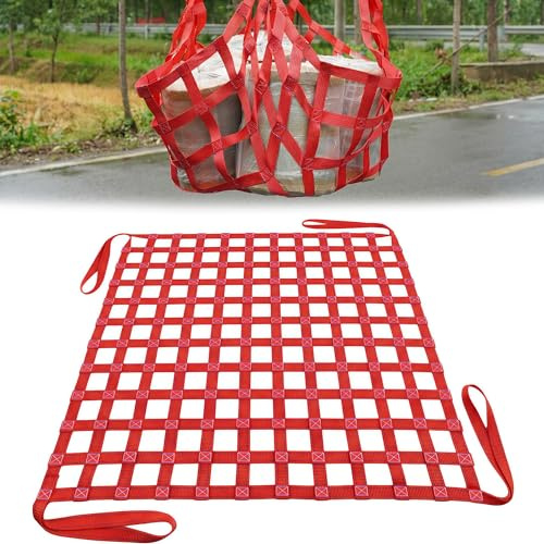 Industrie Hebenetz 1 x 1 m - 300kg Tragfähigkeit Polyester Gurtband | Hängendes Netz für Ladung Lagerhalle Hafen Baustelle für Logistikarbeiter und Monteure