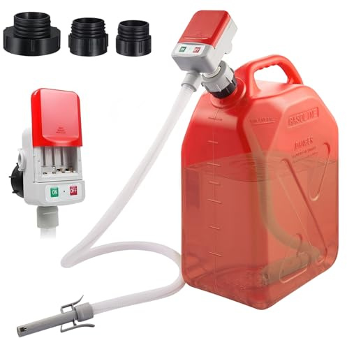 Herbst Kraftstoffpumpe Elektrisch, Benzin Umfüllpumpe mit Auto Stopp Sensor Elektrische Benzinpumpe für Kanister mit 3 Größe Adapter Akku Dieselpumpe (Ohne Akku) für Traktor Generator Rasenmäher