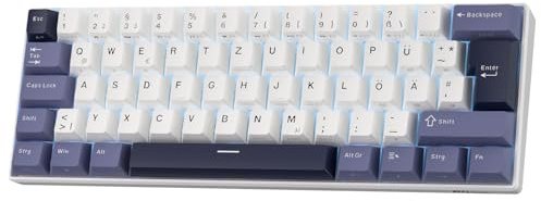 RK ROYAL KLUDGE RK61DE kabellose mechanischeTastatur 60%, kompaktes, QWERTZ | 61Tasten Dreifachmodus BT5.0/2.4G/USB-C KompakteGaming-Tastatur, PBT-Tastenkappen, Pro-Software, Hot-Swap benutzerdefinierten