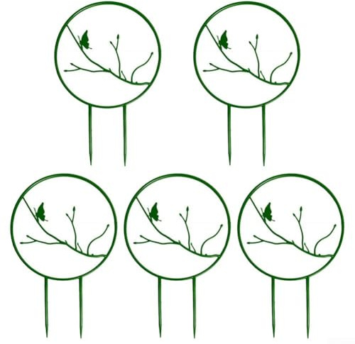 Lot de 5 anneaux circulaires en treillis pour plantes en pot d'intérieur ABS support d'escalade pour lierre clématite et plantes à fleurs verticales (papillon)