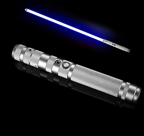 ROHCGHC Spada Laser, Spada Laser, FX Dueling RGB 7 Colori intercambiabili Premium Lega di Alluminio Elsa con modalità Sound Force Giocattoli(Silver)