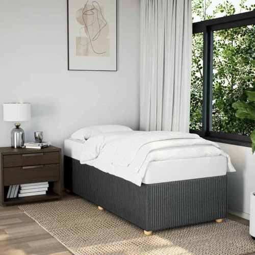 LoogCape Bettgestell ohne Matratze Dunkelgrau 100x200 cm Stoff mit Lattenrost stabiles Holzgestell für Doppelbett, Einzelbett, Jugendbett, Kinderbett, Stauraum, Bettkasten, Aufbewahrung