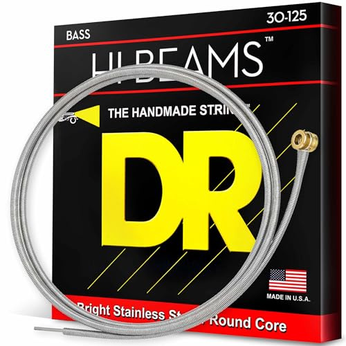DR Strings Hi-Beam MR6-30 – E-Bass Medium 30-125 6-Saiter | Round Core, Edelstahl, Brillanter Klang, Viel Sustain, Made in USA