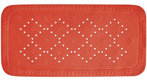 Spirella - Badewannenteppich PVC Modell Alaska - Rutschfester Badeteppich mit Saugnäpfen + Abflusslöchern gegen Schimmel - Rot - 91 x 36 cm - Badaccessoires