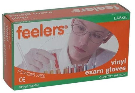 Feelers Powder Free Vinyl AQL 4.0 Exam Gloves - Medium - Pack of 100
