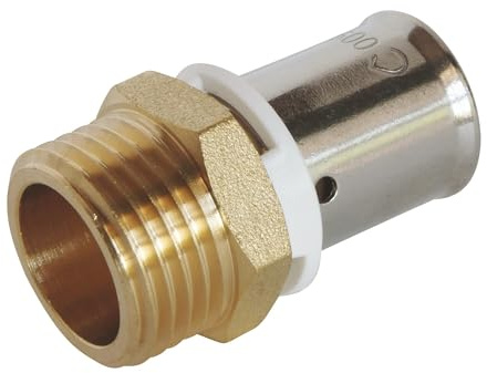 SOMATHERM FOR YOU, Raccord à sertir mâle 15/21 pour tube PER Ø20 - Installation rapide et fiable, acier inoxydable, compatible avec profils H, U, RF, pression max 10 bars, certifié NF | Sertissez facilement votre tube grâce à ce raccord avec fenêtres de contrôle et anneau porte-bague.
