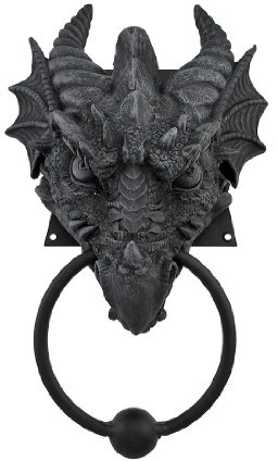 Pacific Giftware Heurtoir de porte en fonte avec motif dragon gothique, Noir, 1 pièce, 21 cm x 9,5 cm x 4,4 cm