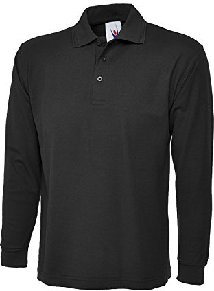 Uneek Clothing Longsleeve Poloshirt - Black - Large