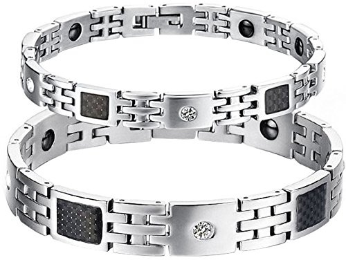JewelryWe Paar Armband Magnet Partnerarmband Edelstahl Magnetarmband Pärchen Armreifen Magnetische Armkette Lieben Freundschaftsarmband Geschenk für Herren Damen
