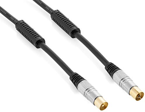 POPPSTAR Cavo coassiale, cavo antenna, cavo di prolunga 3 metri, HDTV, spina coassiale/presa coassiale, contatti dorati