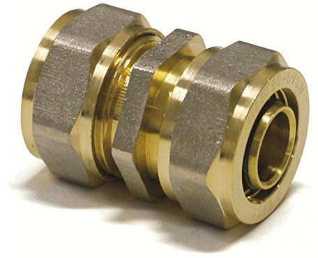 Pipetec Schraubfitting Kupplung Übergang 26x3 mm Verbinder für Mehrschicht-Verbundrohr, DVGW, UBA-konform, bis max.100°C