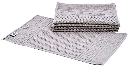 Carenesse 6er Gästehandtücher Set 30 x 50 cm grau I Premium Hotelqualität 100% Baumwolle Öko-Tex 100 I Handtuch Set Waffelmuster & Bordüre I Frottee Handtücher fusselfrei/saugstark/weich