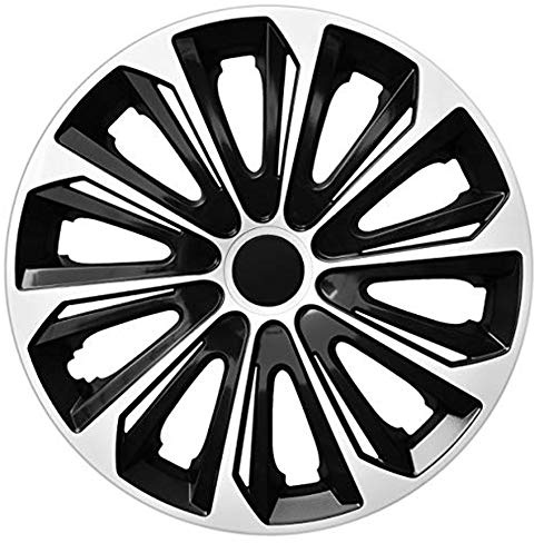 NRM Enjoliveurs universels Duocolor résistants Lot de 4 enjoliveurs. Noir et blanc, 35,6 cm.