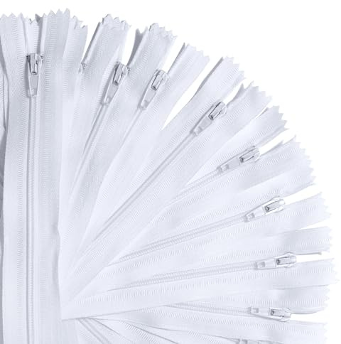 KGS Reißverschlüsse | Farbe: Weiß | Größe: 30,5 cm / 12 Zoll | 20 Stück/Packung | #3 Reißverschlüsse zur Herstellung von Kleidern, Taschen, Kissenbezügen