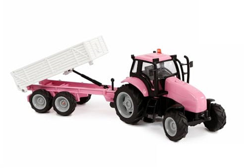 Van Manen Kids Globe Traffic Tractor with Trailer Die Cast (with Light and Sound, Pink) 510241