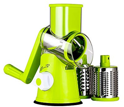 3-in-1 Drum Grater, Raspa, Tagliare, Grata di Fissaggio 3-in-1 Tamburo grattugia, raspa, Taglio, stridente Fissaggio Funzione Tagliaverdura affettatrice Verdure la Cultura di Pechino (Color : Green)