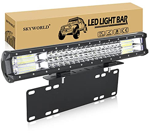 SKYWORLD LED Zusatzscheinwerfer, 50,8 cm 20 Zoll 288W LED Arbeitsscheinwerfer Bar Combo Reflektor Offroad Scheinwerfer Arbeitslicht mit Kennzeichenhalterung für UTV ATV SUV LKW Traktor