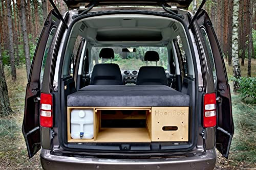 Moonbox Campingbox 111cm UV-Lack für Minivans | mit Campingküche & Bettfunktion/Schlafsystem | für Fahrzeuge mit Mind. 111cm Breite im Kofferraum