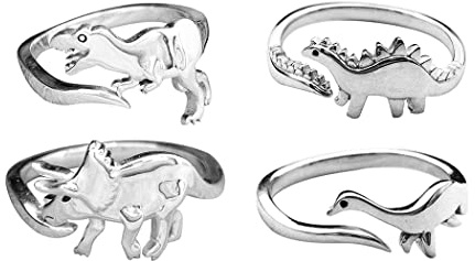 chengxun 4 st justerbara dinosaurieringar för kvinnor och flickor, metall