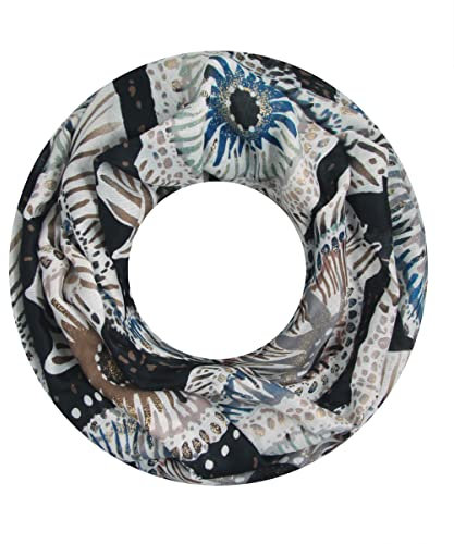 Majea Damen Loop Schal Schlauchschal Halstuch (880023) (schwarz 4)