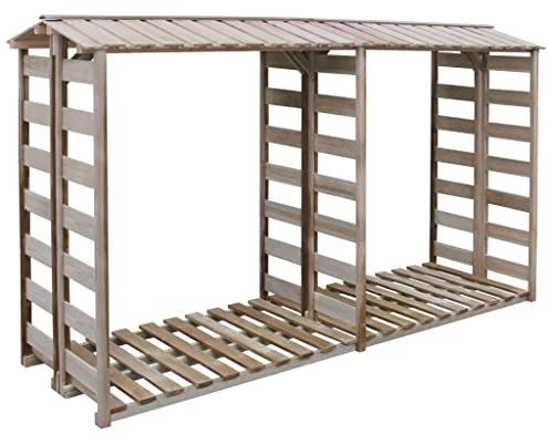KOIECETA Brennholz-Lagerschuppen Kaminholzregal Brennholz-Unterstand Brennholzregal Kaminholz-Unterstand Kiefernholz Imprägniert (300 x 90 x 176 cm)