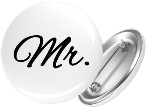 Huuraa Button Mr. Schriftzug 59mm rund mit Sicherheitsnadel Ansteckbutton Geschenkidee